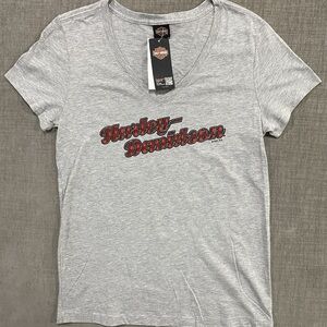 Harley-Davidson Women's Gray Tee with Red Logo